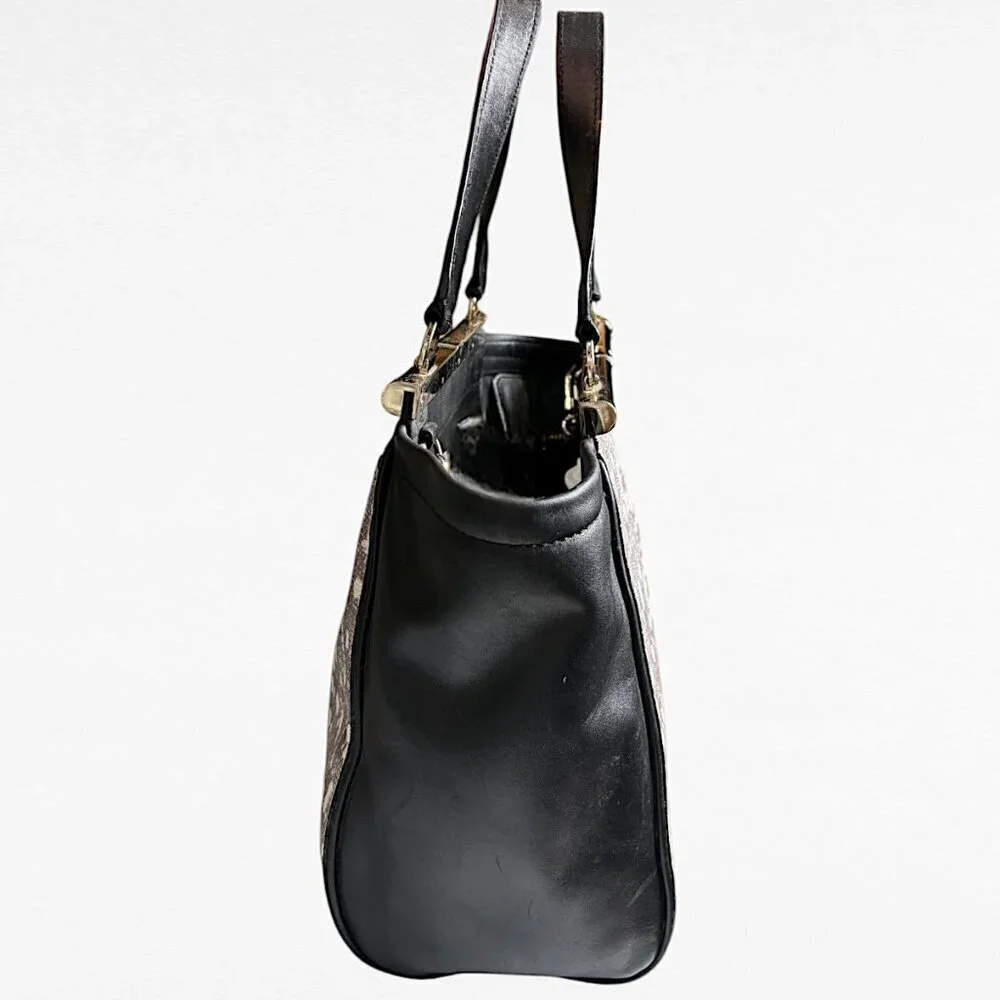 Diane von Furstenberg 440 Breakaway Black White Embossed Leather Satchel
